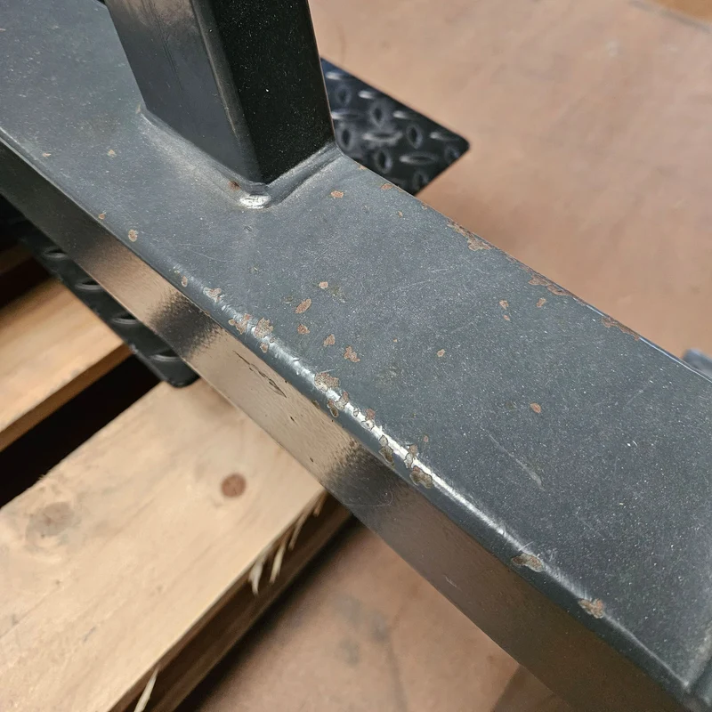 HBP Olympia Flachdrückerbank, Olympic Flat Bench, Bankdrückbank Flach mit Ablagen für Bankdrücken, Rahmebfarbe Anthrazit, gebraucht mit Gebrauchsspuren