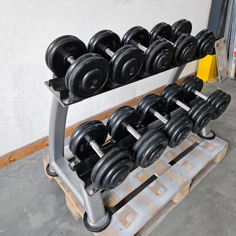 5 Paare Kurzhanteln aus Gummi, 22,5kg, 25kg, 27,5kg, 30kg und 32,5kg - Gummierte Kompakthanteln, inklusive Ständer, gebraucht - mit Gebrauchsspuren