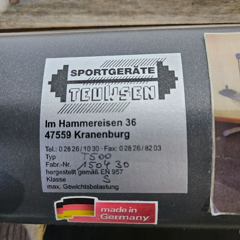Bauchmaschine Plate loaded, Bauchbank, Sit Up Ab Crunch Bench, Crunchstuhl T 500, Teuwsen Sportgerät, Rahmenfarbe Anthrazit, gebrauchter - überholter Zustand