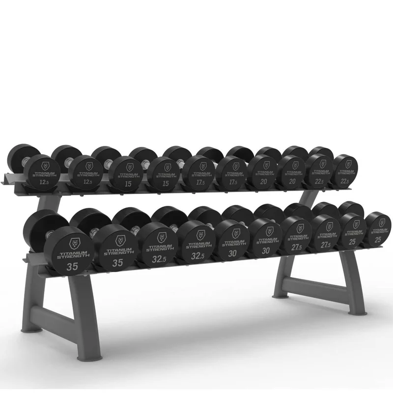 Titanium Strength Pro PU-Hanteln rund mit Rack