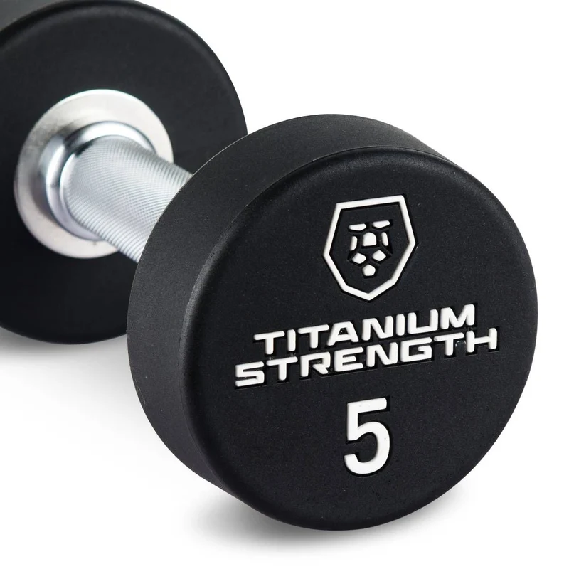 Titanium Strength Pro PU-Hanteln rund mit Rack