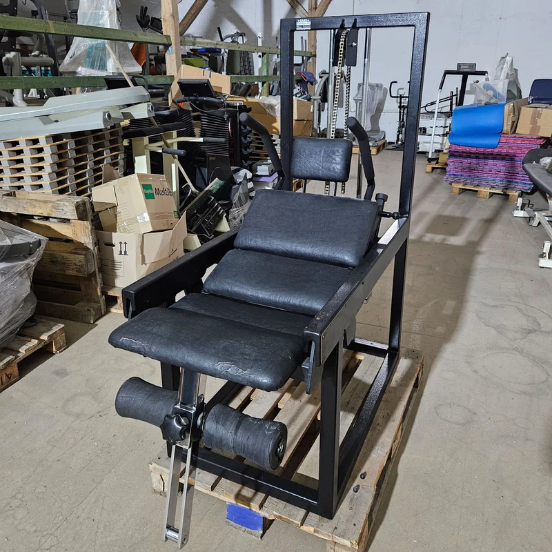 L+K Bauchmaschine, Abdominal Crunch, Oldschool Bodybuilding Kraftgerät, Rahmen Schwarz, gebraucht mit Gebrauchsspuren