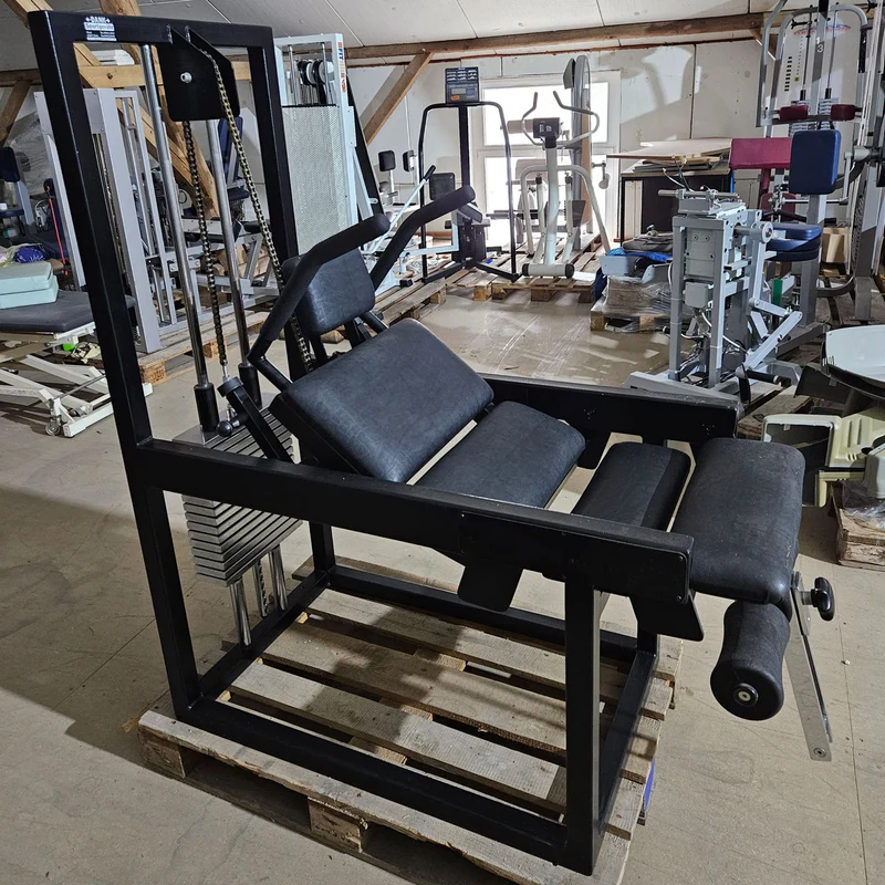 L+K Bauchmaschine, Abdominal Crunch, Oldschool Bodybuilding Kraftgerät, Rahmen Schwarz, gebraucht mit Gebrauchsspuren