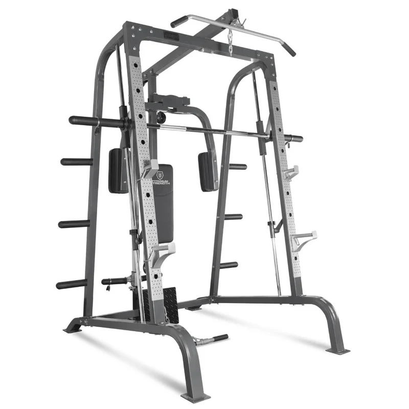 Titanium Strength Multipresse mit Seilzug, Hantelbank mit Beinstrecker, Butterfly und Scottbank 180SP