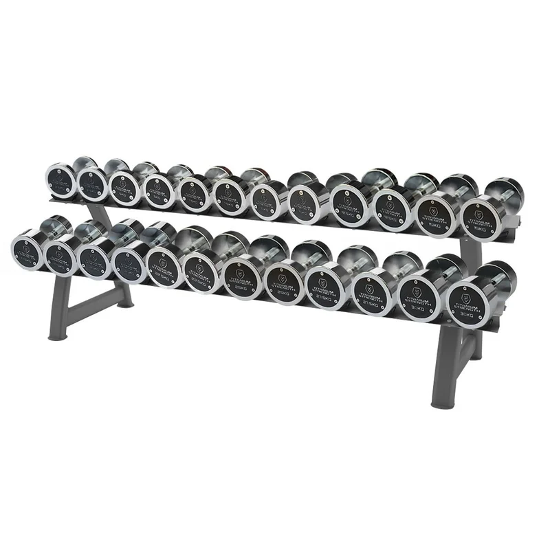 Titanium Strength Chromhantelset 2,5–30 kg (12 Paare) mit Rack CHD30