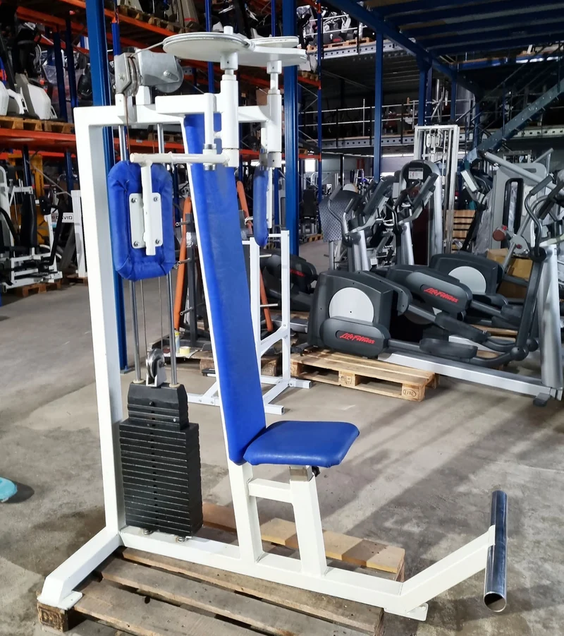 Gym80 Butterfly, Oldschool Bodybuilding Kraftgerät, Rahmen Weiß, gebraucht mit Gebrauchsspuren