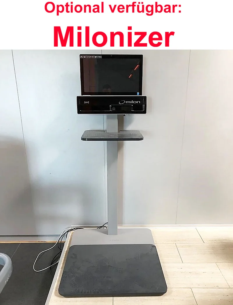 Milon PREMIUM Kraft-Ausdauer Zirkel mit BEINPRESSE in Carbon, Baujahr/Auslieferung 2016, inkl. TV Ampel, Polster Blau, gebraucht und generalüberholt - guter Zustand