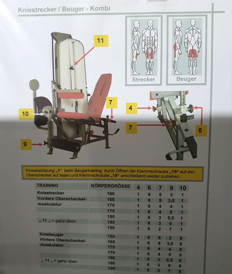 RMA Beinstrecker und Beinbeuger Kombimaschine, sitzend und liegend, Silber, gebraucht - überholter Zustand