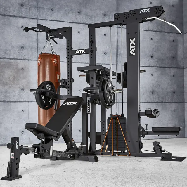 ATX Multiplex Workout Station - Multi Gym - Inklusive 107,5kg Gummi Hantelscheiben - Vorteilspaket