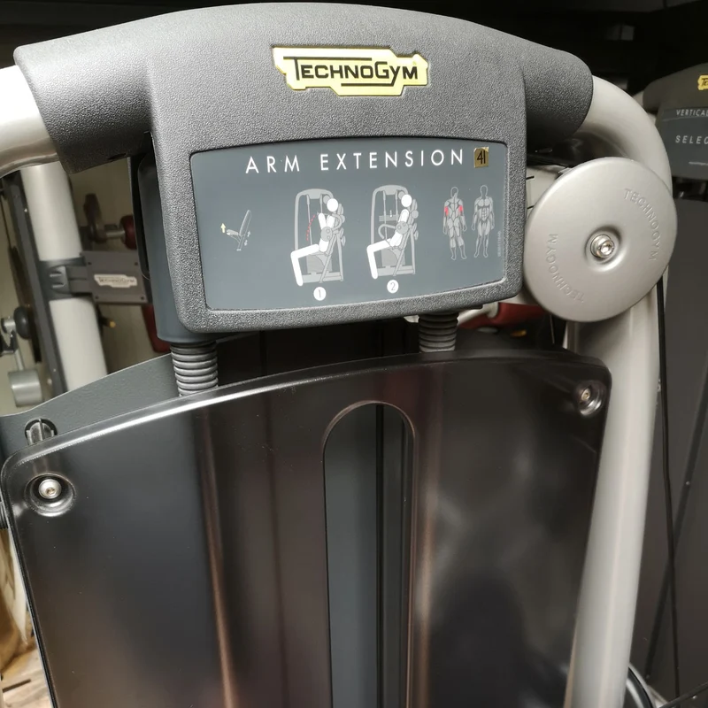 TechnoGym Trizepsmaschine, Arm Extension, Selection Line - Neues Modell mit Plastikverkleidung, Polster Braun, gebraucht - überholter Zustand