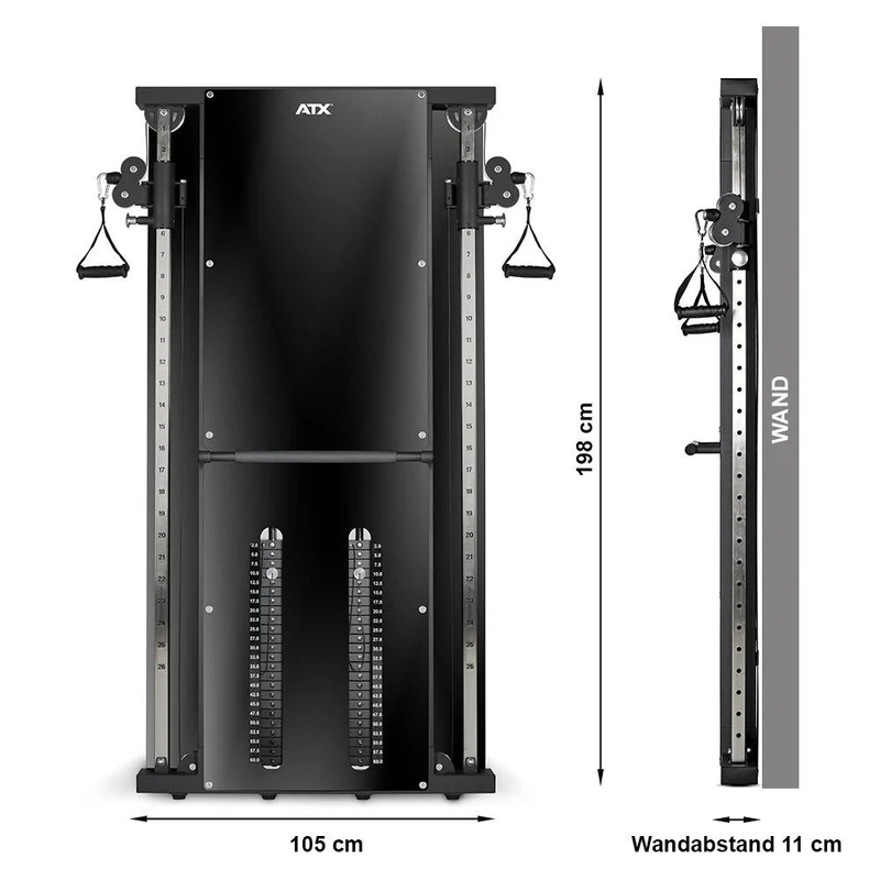 ATX Duale Wandzugstation mit 2 x 60 kg Steckgewichten