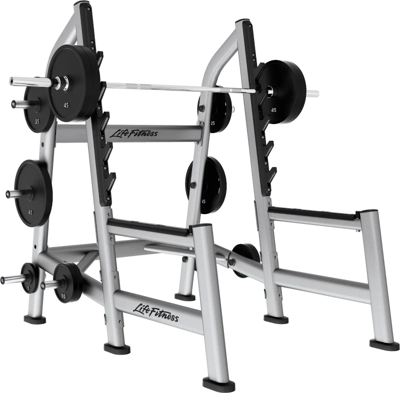 Life Fitness Kniebeugeständer, Olympic Squat Rack SOSR, Signature Serie, Rahmenfarbe Silber, gebraucht - überholter Zustand