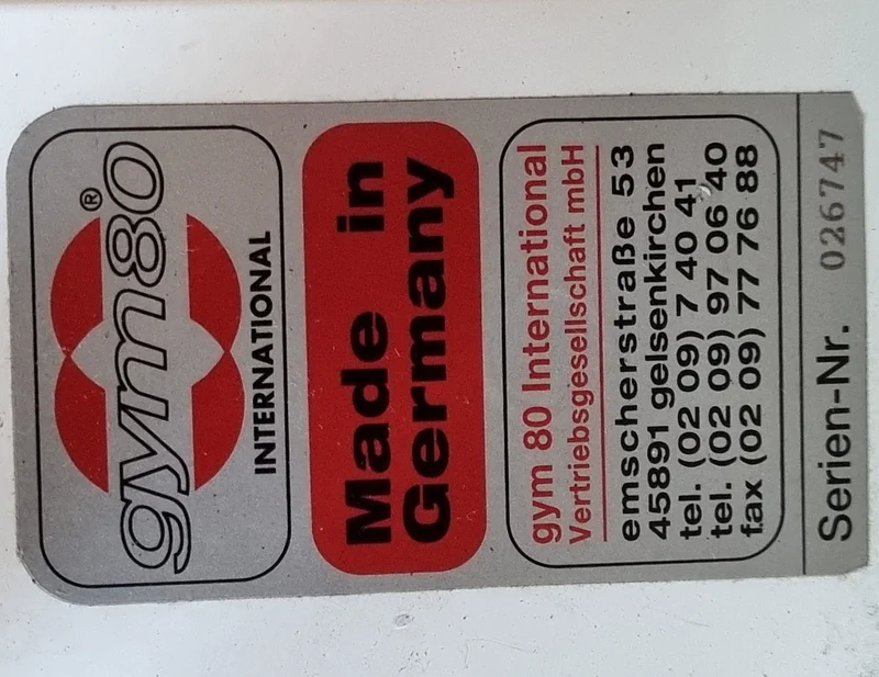 Gym80 Abduktorenmaschine, Hip Abductor, Rahmenfarbe Weiß, Polsterfarbe Blau, gebraucht - überholter Zustand