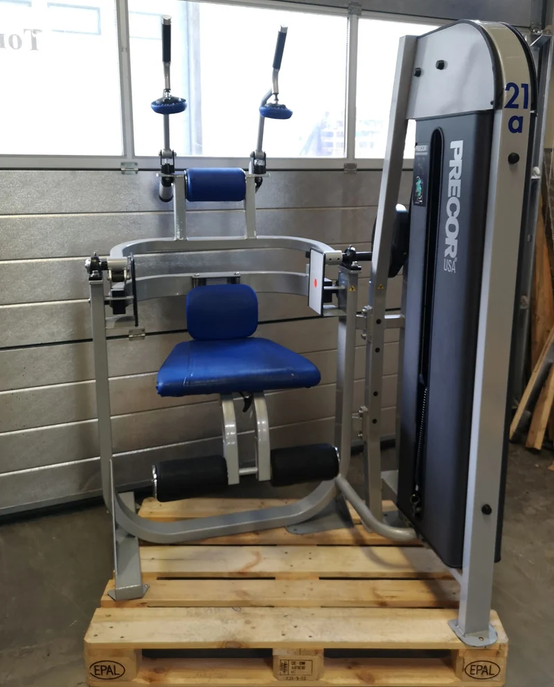 Precor Bauchmaschine, Klappmesser, Abdominal Crunch, Rahmenfarbe Silber, Polsterfarbe Blau, gebraucht - überholter Zustand