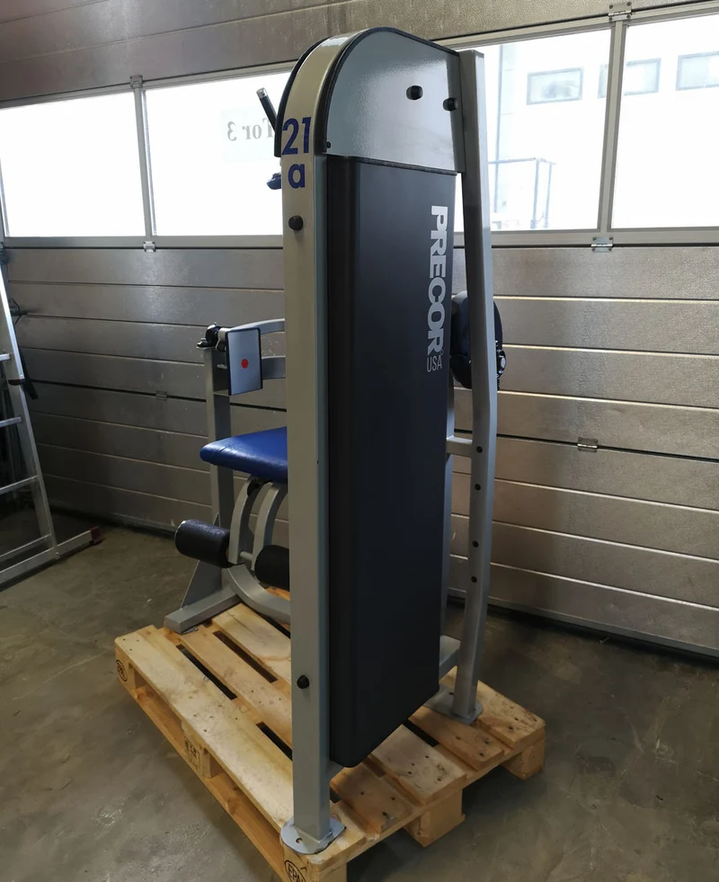 Precor Bauchmaschine, Klappmesser, Abdominal Crunch, Rahmenfarbe Silber, Polsterfarbe Blau, gebraucht - überholter Zustand
