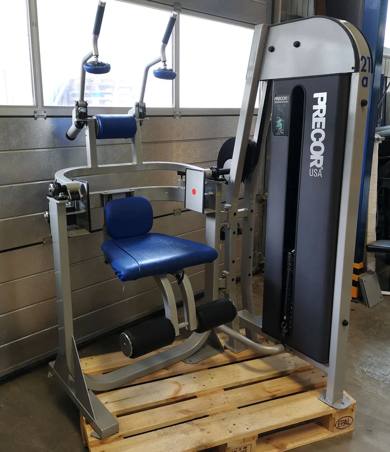 Precor Bauchmaschine, Klappmesser, Abdominal Crunch, Rahmenfarbe Silber, Polsterfarbe Blau, gebraucht - überholter Zustand