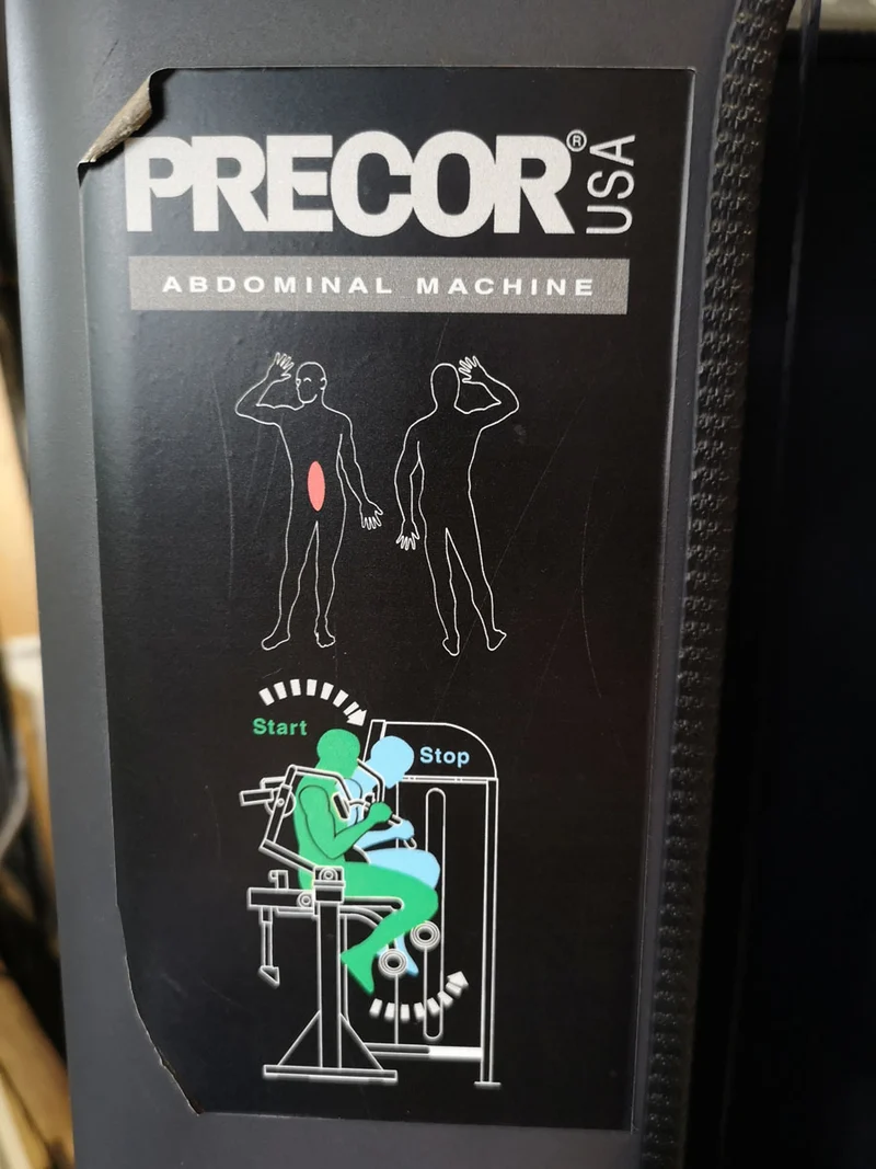 Precor Bauchmaschine, Klappmesser, Abdominal Crunch, Rahmenfarbe Silber, Polsterfarbe Blau, gebraucht - überholter Zustand