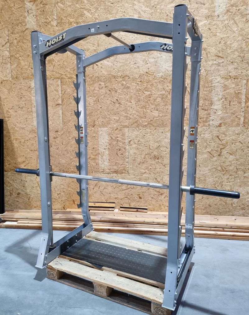 Hoist PTS 3D Multipresse mit Kabelzug Crossover, Max Rack Smith Machine with Cable Crossover, Dual Adjustable Pulley DAP, Rahmenfarbe Silber, gebrauchter - überholter Zustand