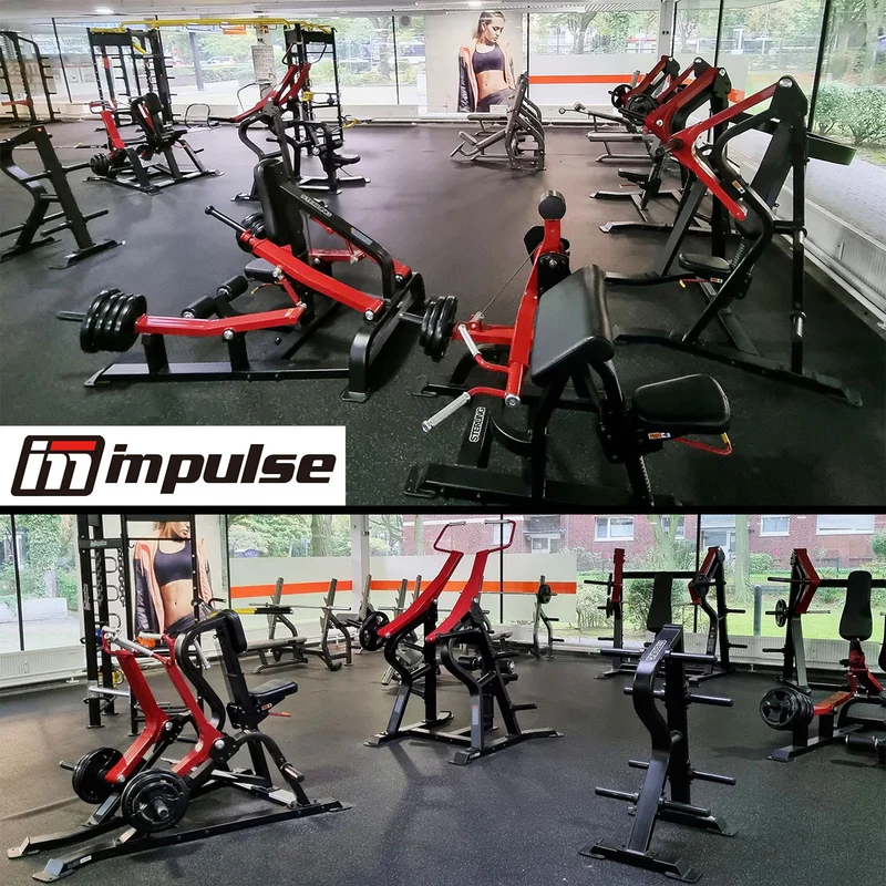 Impulse Fitness - 66 Fitnessgeräte Set - Erst 3 Jahre alt, Kraftgeräte, Cardiogeräte, Plate loaded Geräte, Bänke, Racks etc - komplettes Fitnessstudio - gebraucht - TOP Zustand