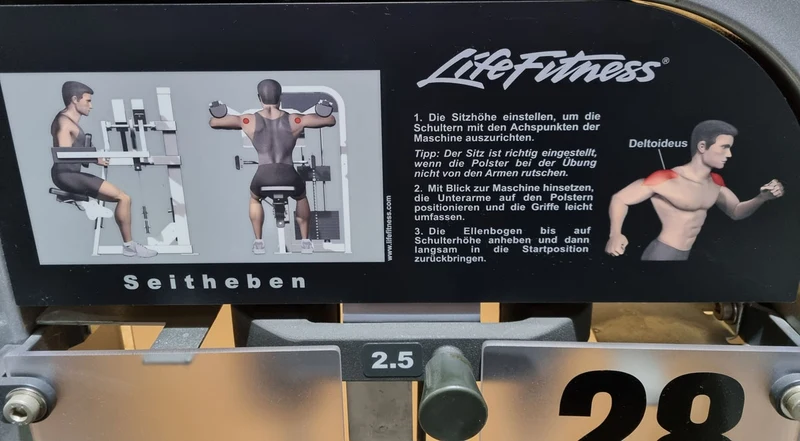 Life Fitness Pro 2 Seithebemaschine, Lateral Raise, Rahmenfarbe Silber, Polsterfarbe Schwarz, gebraucht - überholter Zustand