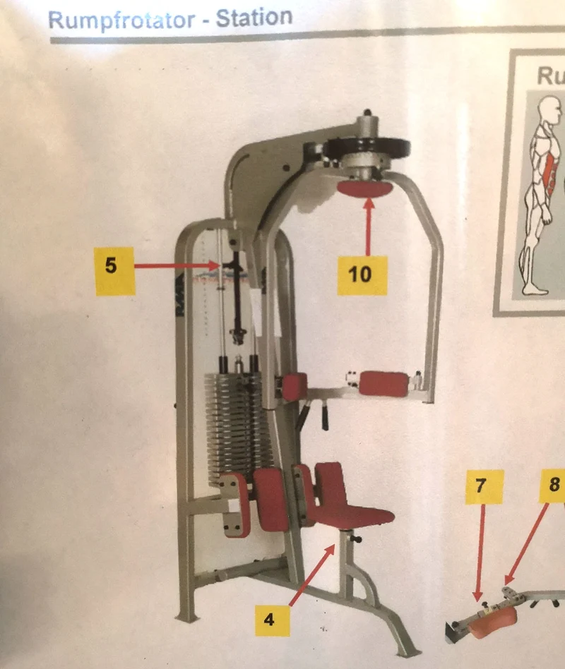 RMA Rumpfrotator - Rotationsmaschine - seitliche Bauchmuskeln, Silber, gebraucht - überholter Zustand