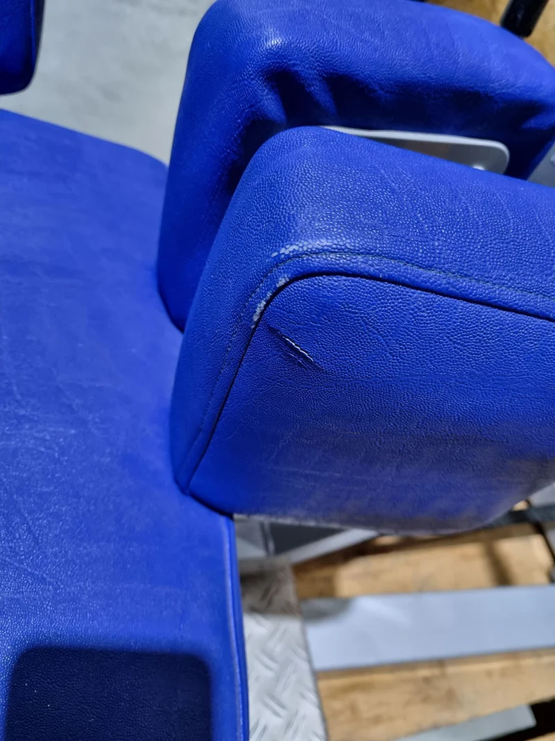 SVG Rumpfrotator - Rotationsmaschine - seitliche Bauchmuskeln, Rahmenfarbe Silber, Polsterfarbe Blau, gebraucht - überholter Zustand