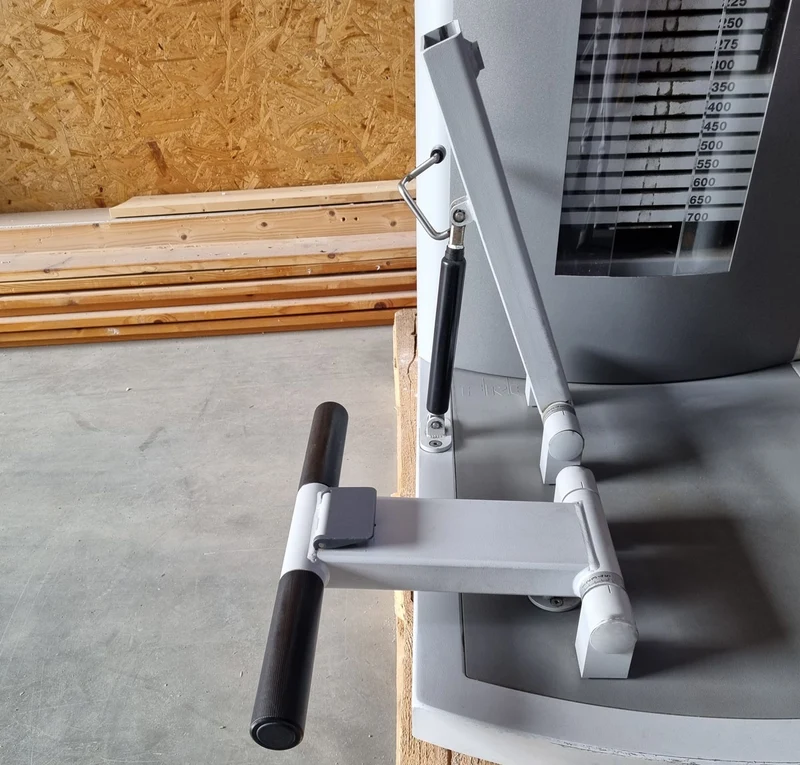 Frei Genius Eco Rückenstreckermaschine, Hyperextension, Rückenmaschine Lower Back, Rahmenfarbe Silber, Polsterfarbe Rot, gebraucht - überholter Zustand