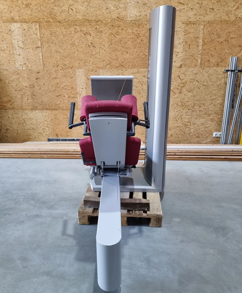 Frei Genius Eco Funktionsstemme - verstellbare Beinpresse, Rahmenfarbe Silber, Polsterfarbe Rot, gebraucht - überholter Zustand