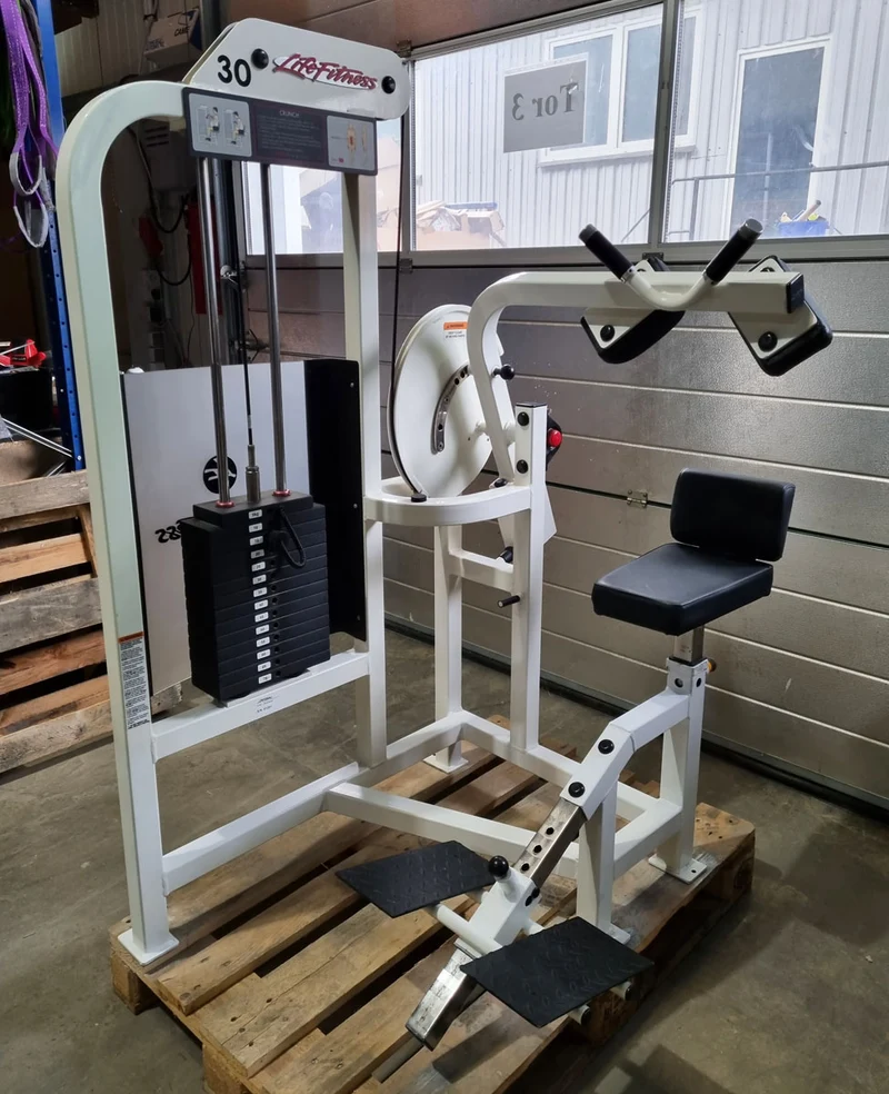 Life Fitness Pro 2 Bauchmaschine, Ab Crunch, Bauchbeuger, Abdominal Crunch, Rahmenfarbe Weiß, Polsterfarbe Schwarz, gebraucht - überholter Zustand