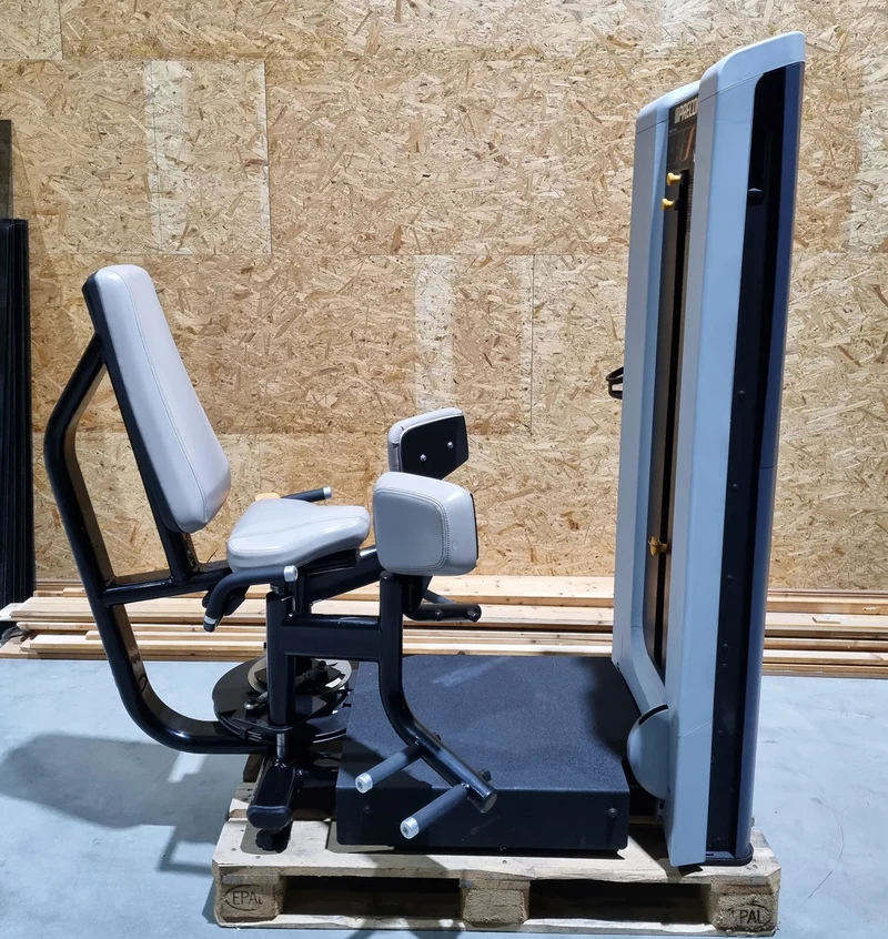 Precor Adduktoren und Abduktoren Kraftgeräte mit Steckgewichten im Set als Paar, Rahmenfarbe Schwarz, Polsterfarbe Grau, gebraucht - überholter Zustand