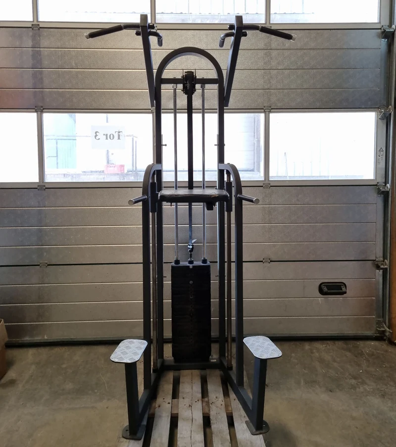 Precor DipChin, Dip-Klimmzugmaschine mit Gewichtsunterstützung, Rahmen Schwarz, Polster Schwarz, gebraucht - überholter Zustand