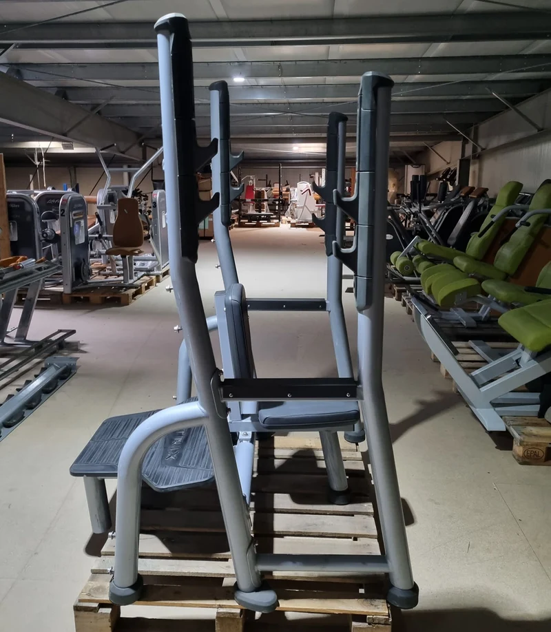 Matrix Schulter-Drückerbank, Magnum Olympic Shoulder Bench MG-A45, Polsterfarbe Schwarz, Rahmenfarbe Silber, gebraucht - überholter Zustand