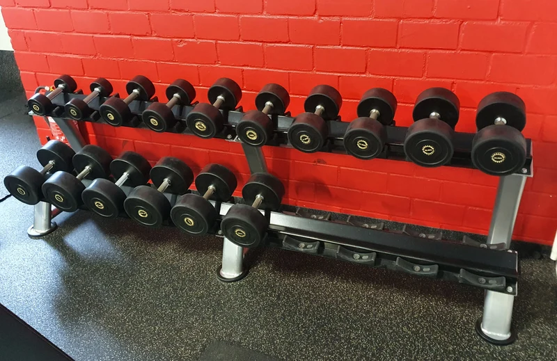 Life Fitness Hantelsatz, gummiert, 2kg bis 40kg in 2kg und 2,5kg Stufen, gebraucht
