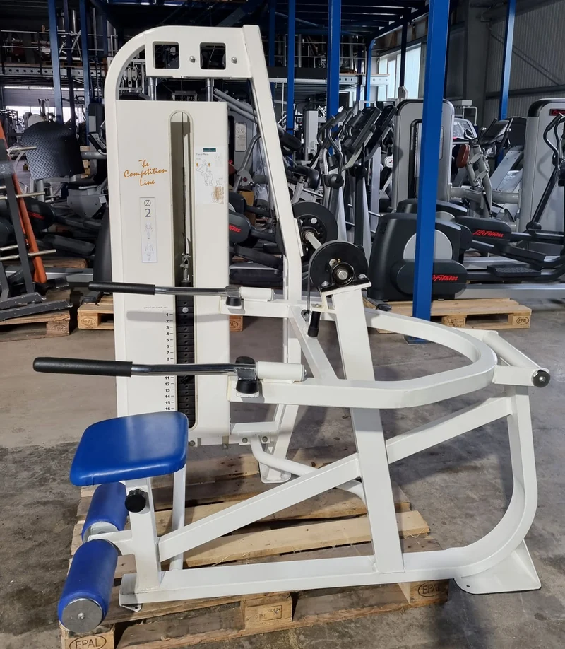 Competition Line Trizepsmaschine Dip, Triceps Extension Dip, Rahmenfarbe Weiß, Polsterfarbe Blau, gebraucht - überholter Zustand