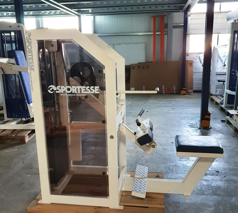 Sportesse Wadenmaschine sitzend, Seated Calf, Rahmen Weiß, Polster Blau, gebraucht mit Gebrauchsspuren - geprüfter Zustand