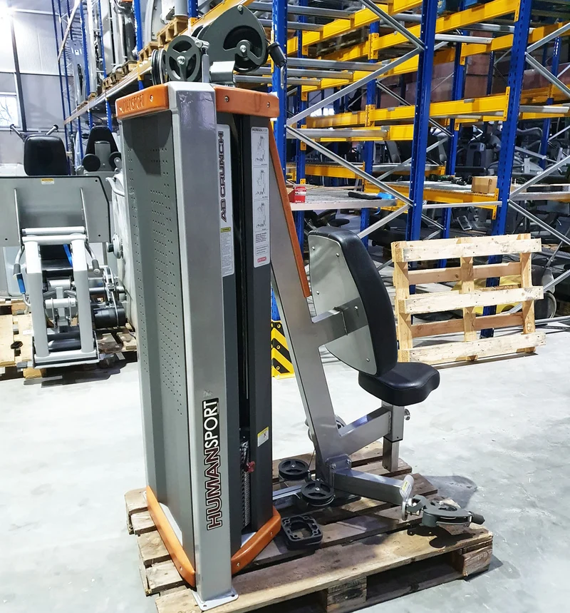 Star Trac Human Sport AB Crunch, Arm Curl, Bauch- und Bizepsmaschine, 2-in-1 Kombimaschine - Polster Schwarz, gebraucht - überholter Zustand