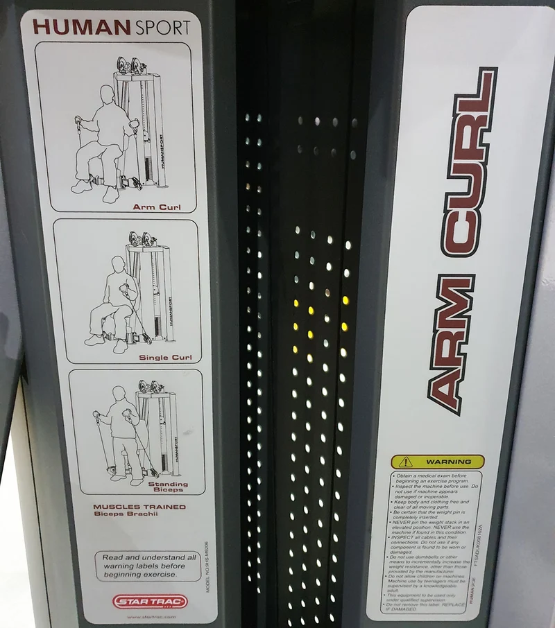 Star Trac Human Sport AB Crunch, Arm Curl, Bauch- und Bizepsmaschine, 2-in-1 Kombimaschine - Polster Schwarz, gebraucht - überholter Zustand