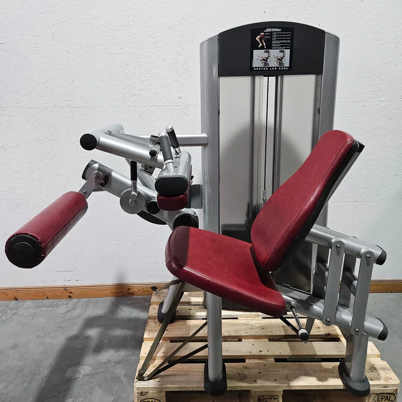 Life Fitness Beinbeuger sitzend, Leg Curl, Signature Serie, 135kg Gewichtsblock, Rahmenfarbe Silber, gebraucht - überholter Zustand