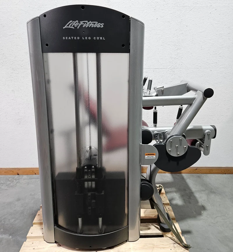 Life Fitness Beinbeuger sitzend, Leg Curl, Signature Serie, 135kg Gewichtsblock, Rahmenfarbe Silber, gebraucht - überholter Zustand