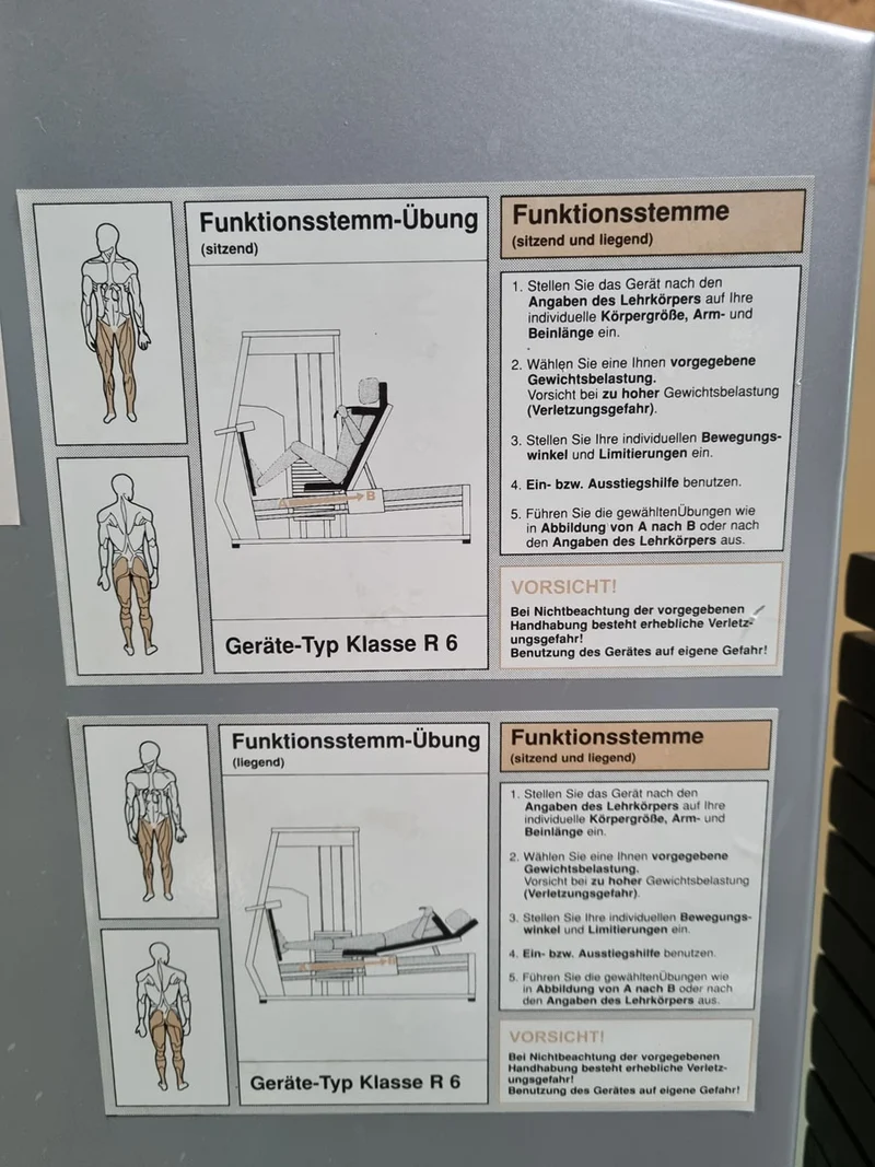 Kaphingst Funktionsstemme, verstellbare Beinpresse, mit Kippkreisel, MPG, Rahmenfarbe Weiß, Polsterfarbe Blau, gebraucht - überholter Zustand
