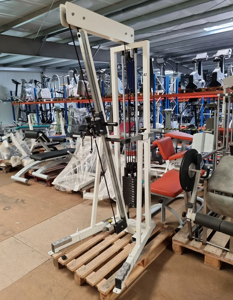 L+K Seilzug höhenverstellbar, Doppel Auszug, 30kg Gewichtsblock, Rehabilitation, Rahmenfarbe Weiß, gebraucht - geprüfter Zustand