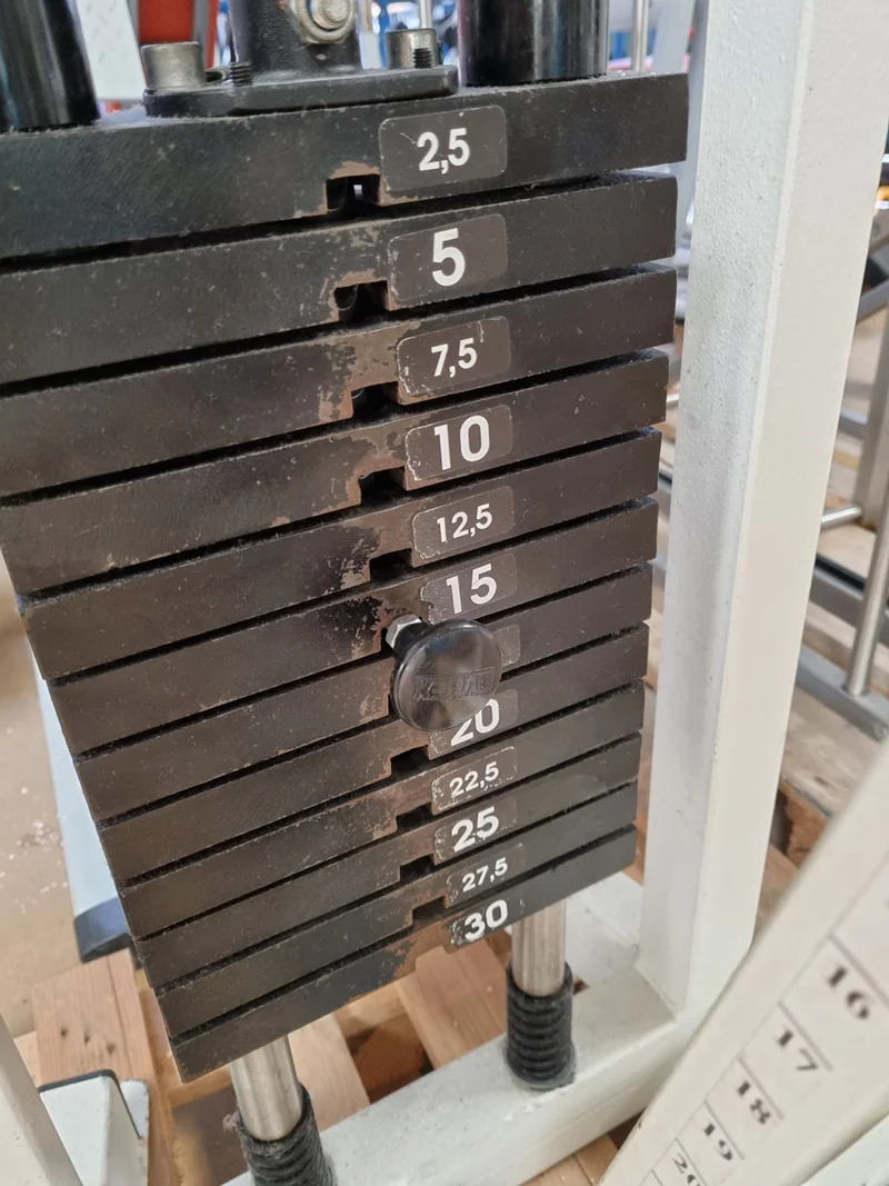 L+K Seilzug höhenverstellbar, Doppel Auszug, 30kg Gewichtsblock, Rehabilitation, Rahmenfarbe Weiß, gebraucht - geprüfter Zustand