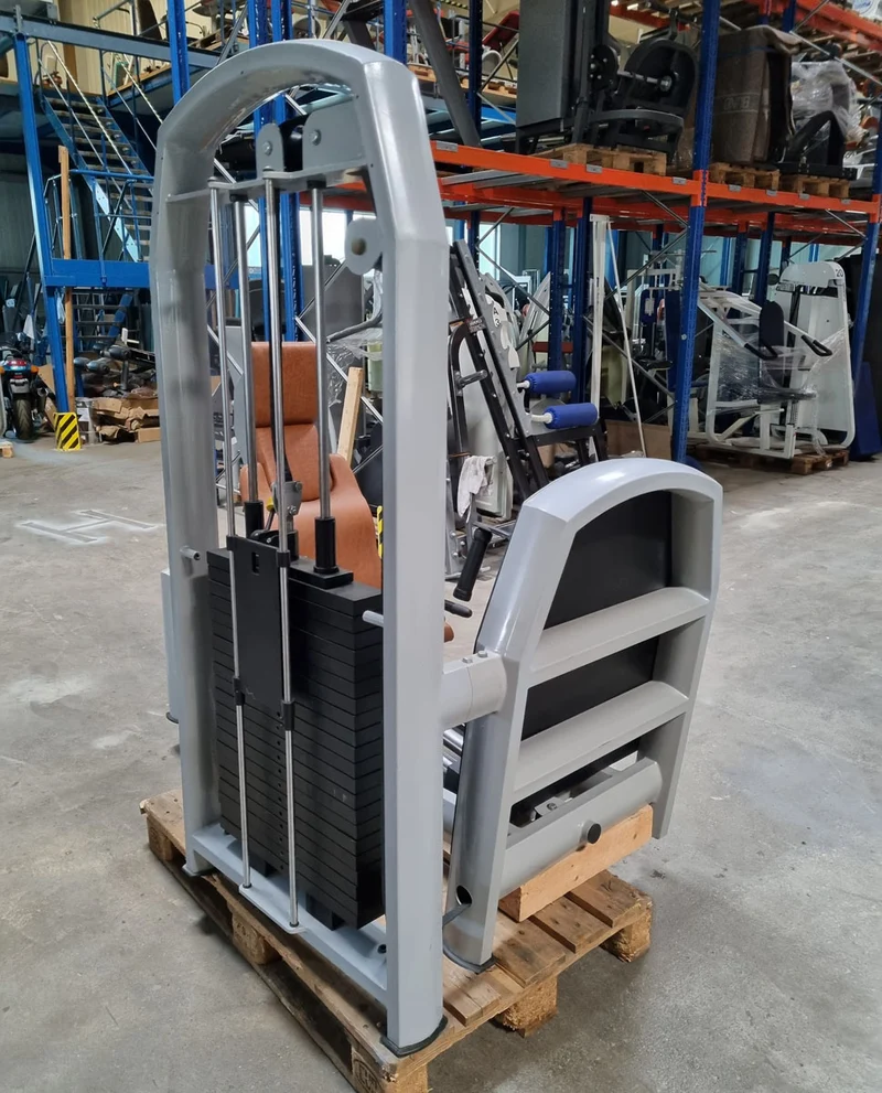 Jimsa Beinpresse sitzend, Leg Press, 220kg, Rahmenfarbe Silber, Polsterfarbe Braun, gebraucht - überholter Zustand