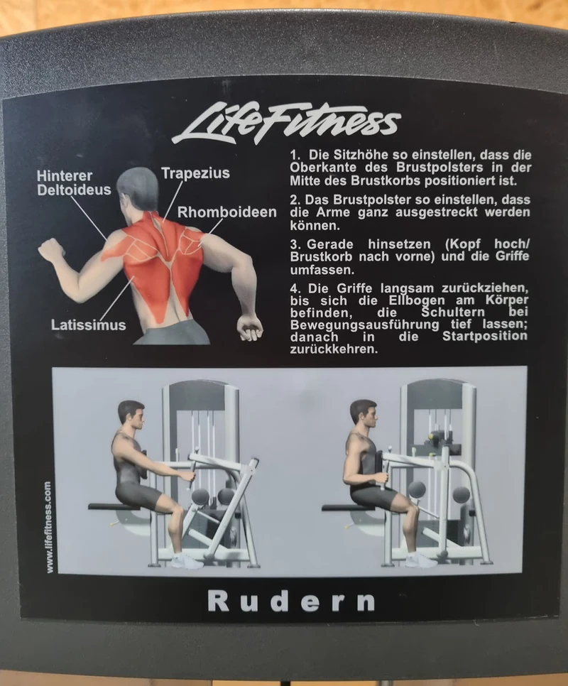 Life Fitness Rudern mit Bruststütze, Row - Rear Deltoid, Signature Series, 145kg Gewichtsblock, Rahmenfarbe Silber, gebraucht - überholter Zustand