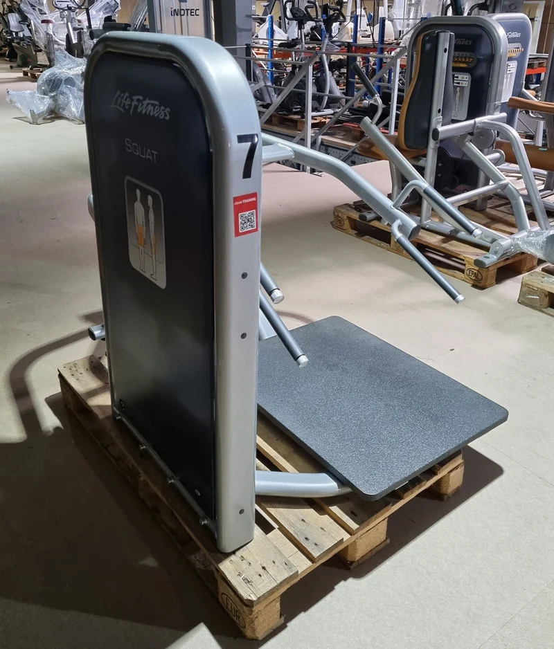 Life Fitness Squat Kniebeuge Maschine, Circuit Serie, Rahmenfarbe Silber, gebraucht - überholter Zustand