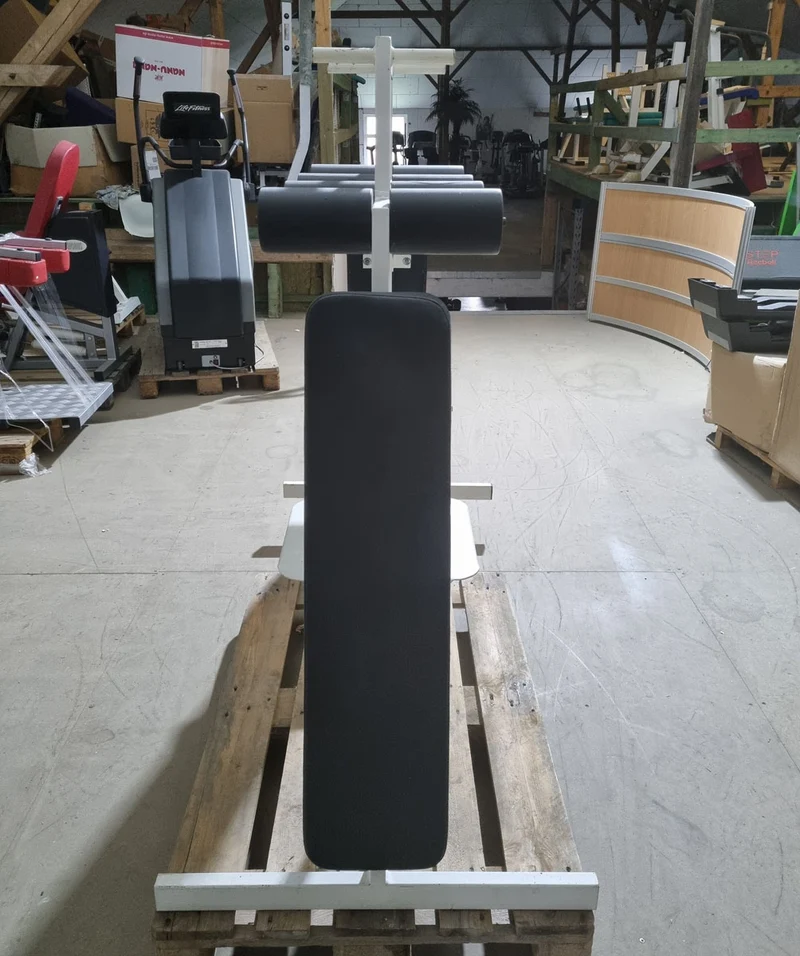 Bauchbank doppelt, schräg, Oldschool Bodybuilding, Rahmenfarbe Weiß, Polsterfarbe Schwarz, gebraucht
