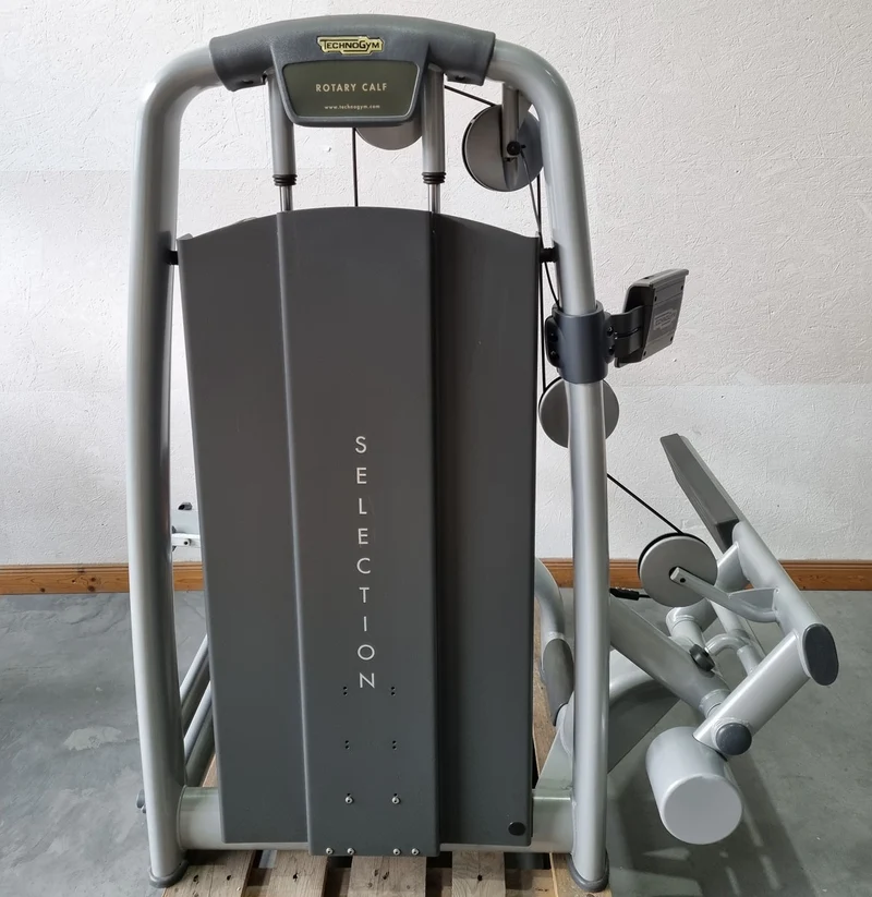 Technogym Wadenmaschine sitzend, Rotary Calf Press, Wadenpresse, Selection Line mit Isocontrol Display, Rahmenfarbe Silber, Polsterfarbe Braun, gebrauchter - überholter Zustand