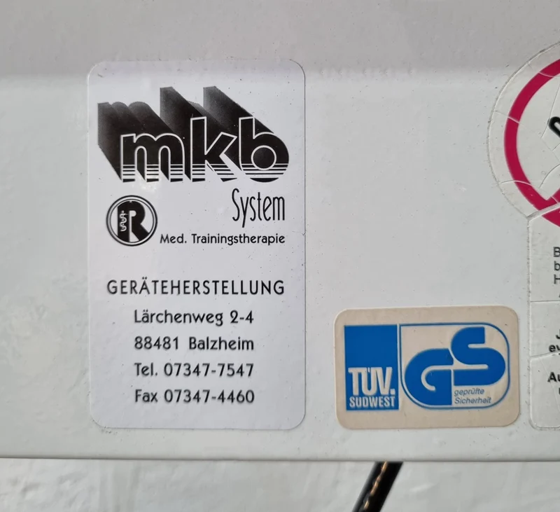 MKB Reha Funktionsstemme, verstellbare Beinpresse, Kippkreisel, MPG, Rahmenfarbe Weiß, gebraucht - überholter Zustand