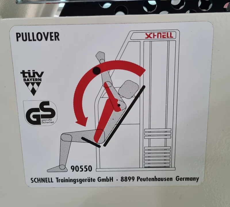 Schnell Pullover Maschine, Armhebemaschine, Überzüge - Target Kompakt Line - Oldschool Bodybuilding, Rahmenfarbe Weiß, gebrauchter - überholter Zustand
