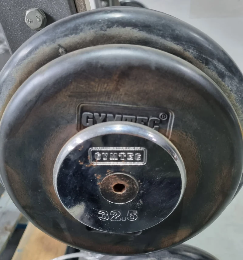 Langhantel Kompakt Set 12,5kg bis 35kg in 2,5kg Schritten, 10 Stück gesamt, ähnlich SZ Langhanteln, inkl. Ständer von Gymleco, Ständerfarbe Silber, gebraucht